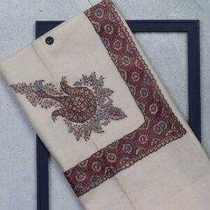 شال صوف سيمي باشمينا رجالي بنقشة يدوية فاخرة من شازار