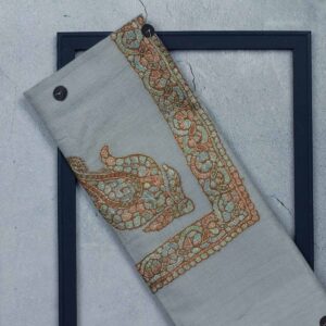 شال صوف سيمي باشمينا رجالي بنقشة يدوية فاخرة من شازار