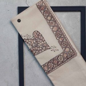 شال صوف سيمي باشمينا رجالي بنقشة يدوية فاخرة من شازار