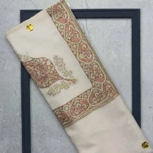 شال صوف بيور باشمينا رجالي بنقشة يدوية فاخرة من شازار